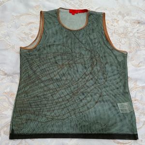 ❣️ MOVING SALE ❣️Hugo Boss Mesh Green & Brown Tank Top